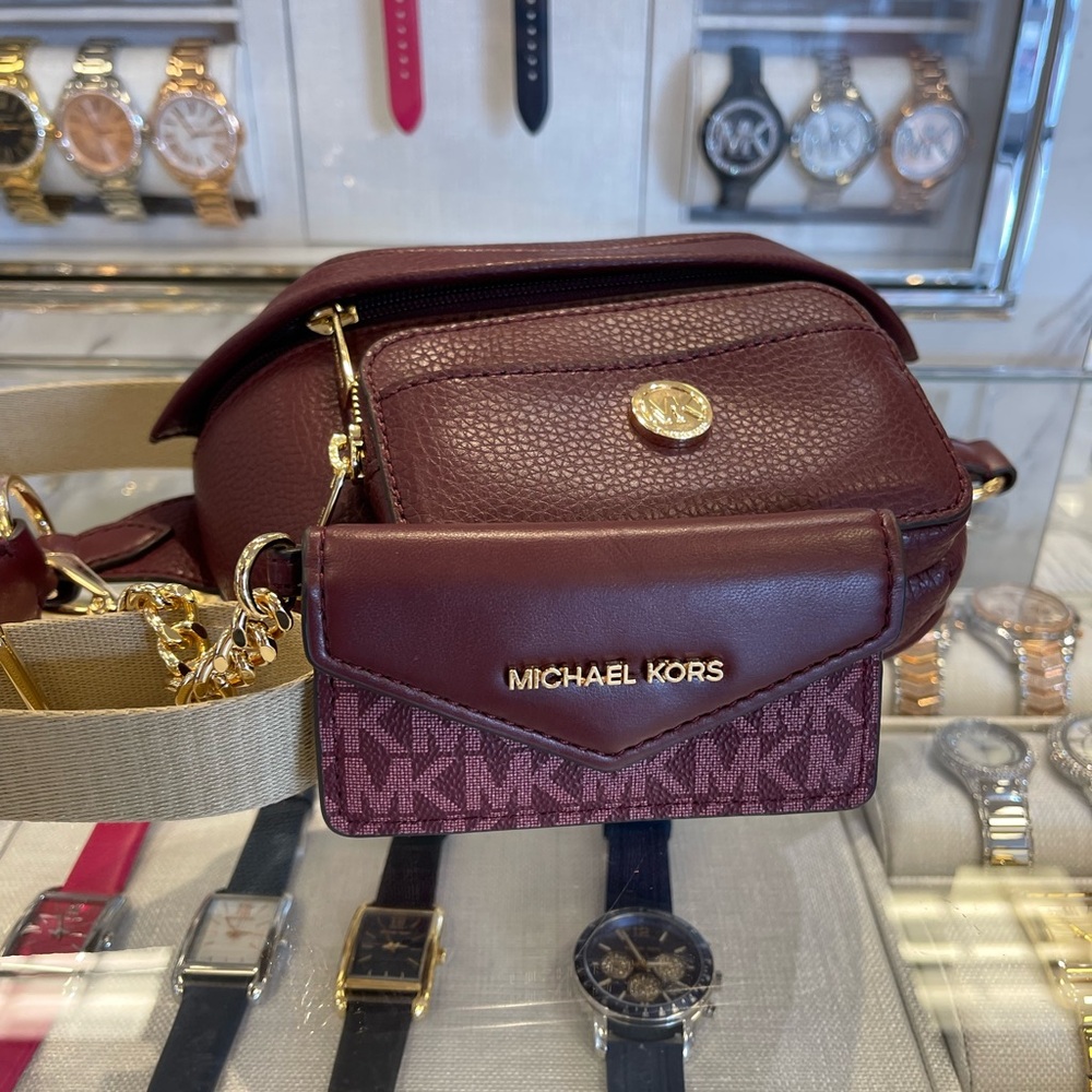 Michael Kors Maisie 2 In 1 Small Leather Waist pack Fanny pack Bag (Oxblood) MK - Picture 2 of 16
